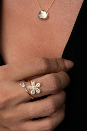 Placate cu aur 14k - Inel Petal Glow Auriu