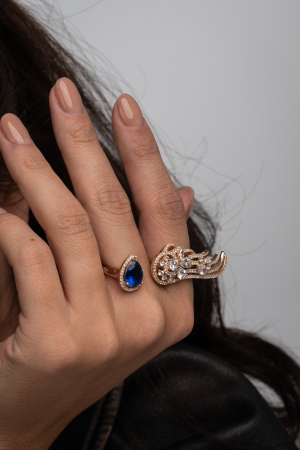 Placate cu aur 14k - Inel Statement Azure Wing