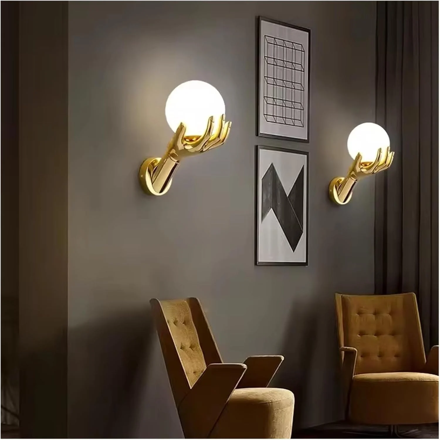 Aplica AP3618 metal auriu cu glob din sticlă albă mată, soclu E27 [3]