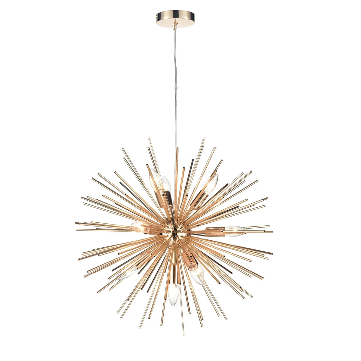 Lustră aurie 5062/600 GD cu 9 becuri E14, design modern din tije metalice, diametru 60 cm [3]