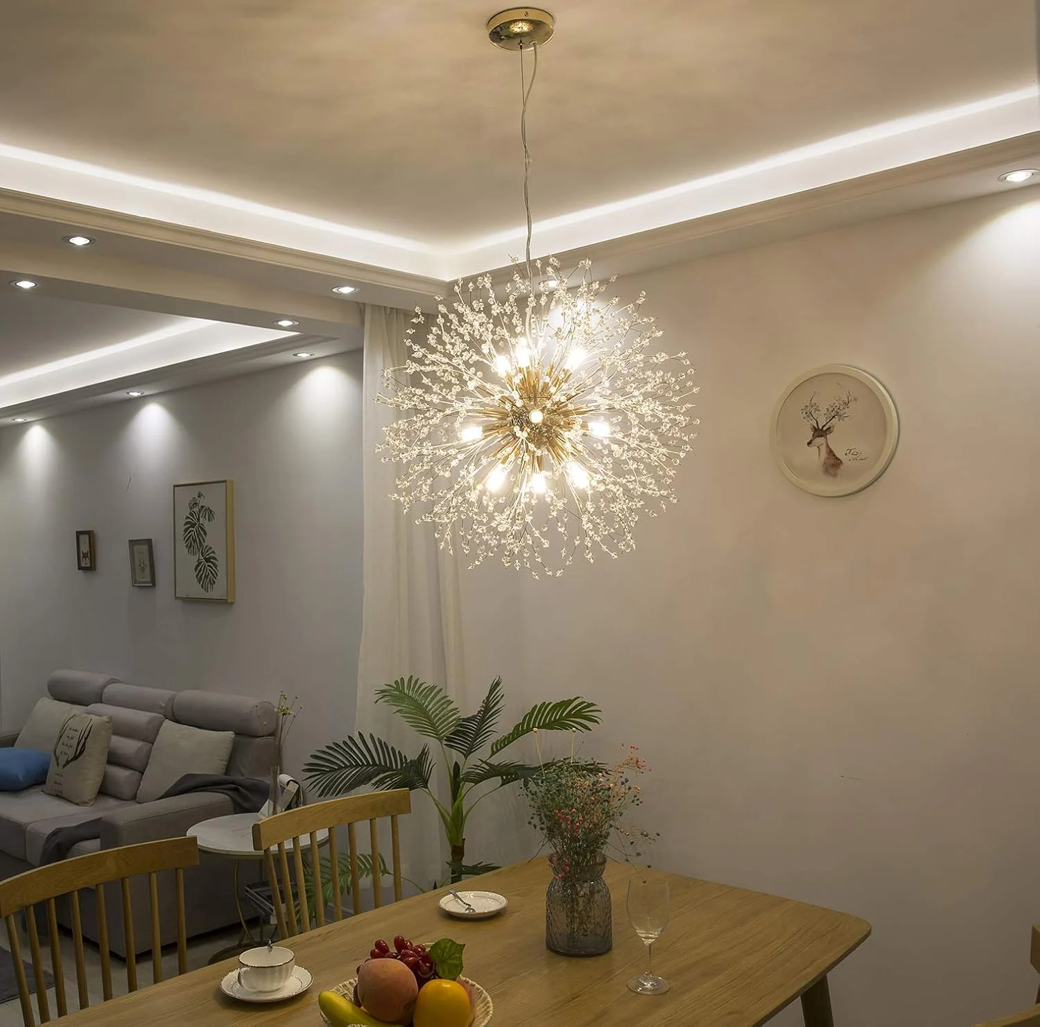 Lustră becuri D004/9 GD – metal auriu și alb, 9 G9 LED 7W, 220V, design modern și elegant [2]