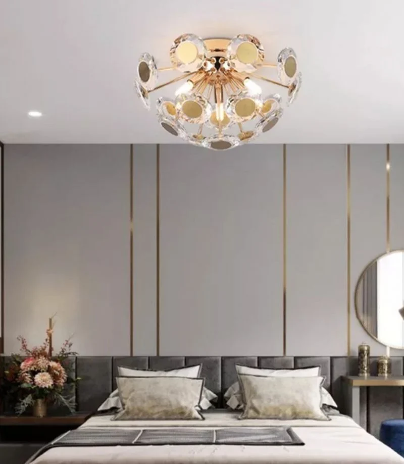 Plafoniere - Plafonieră LED 2408/500, 6xG9, metal și cristal, auriu și oglindă, 50x50x20 cm – elegantă și sofisticată