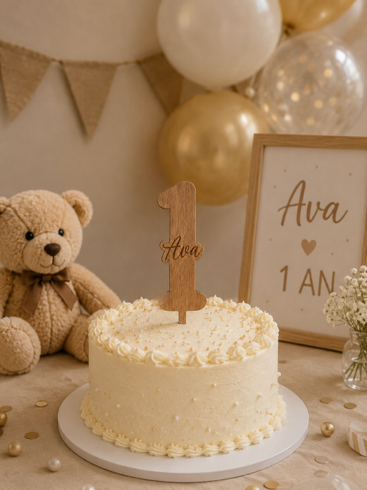 Cake Topper aniversar personalizat cu nume și vârstă [4]