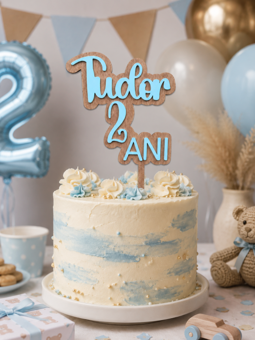 Cake Topper personalizat cu nume și vârstă – Varianta Română [2]