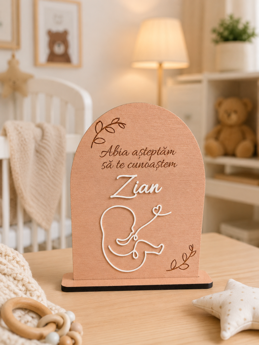 Decor Personalizat cu Nume pentru Camera Bebelușului – Abia Așteptăm Să Te Cunoaștem [2]