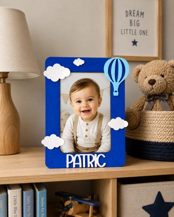 Ramă foto personalizată cu nume – Model Baloane cu Aer Cald [2]