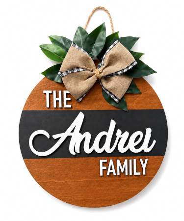 Decor - Decor de ușă personalizat cu numele familiei