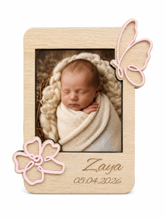 Produse - Mărturie de botez personalizată cu fluturas  - magnet foto pentru frigider