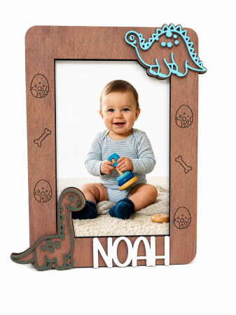 Produse - Ramă Foto Personalizată cu Nume - Model Dinozaur