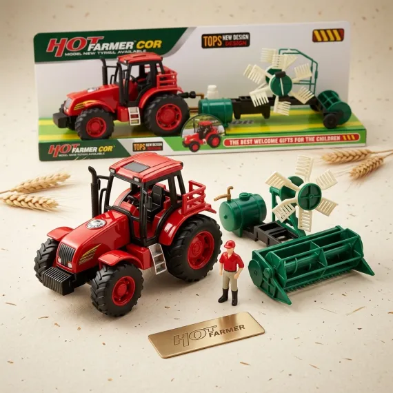 Jocuri de rol - Tractor de Jucărie cu Fricțiune și Detalii Realiste