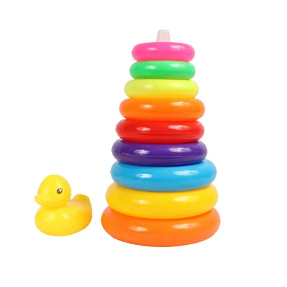 Turn cu 10 Inele Multicolore și Rățușcă, Joc Educativ Montessori [1]