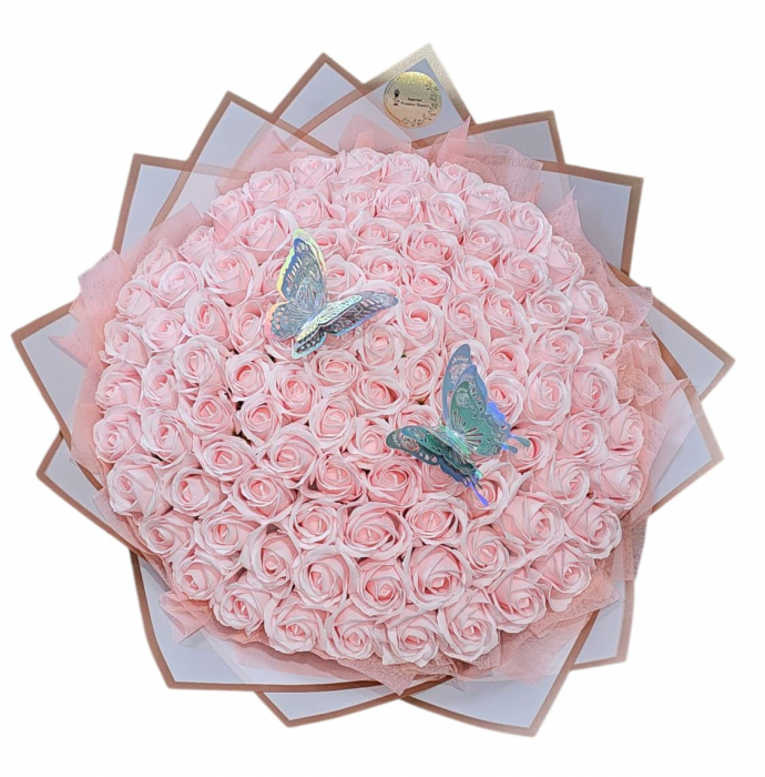Buchet 101 trandafiri roz din săpun – Imperial Premium Flowers [1]
