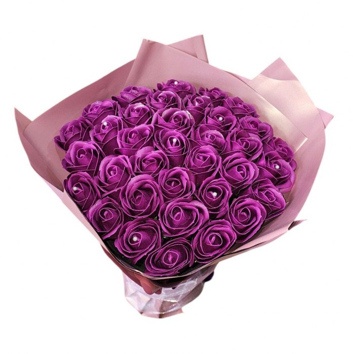 Buchet 35 Trandafiri din Săpun cu Perle și Sclipici – Ambalaj Premium [1]