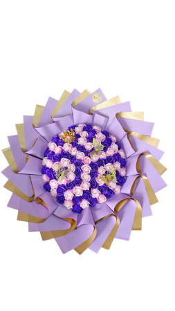 101 Trandafiri din Săpun - Buchet 101 Trandafiri din Săpun Mov Roz și Alb – Eleganță Pastel