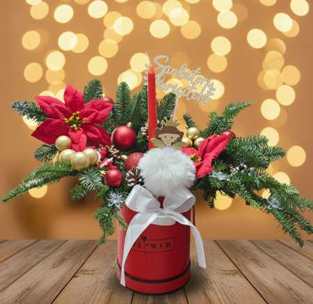 Colectie de Craciun - Aranjament de Craciun cu Lumanare si Accente Festive