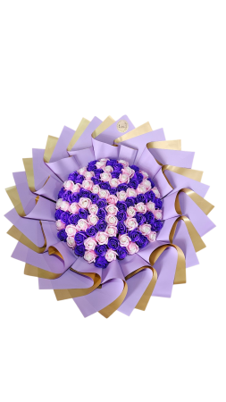 101 Trandafiri din Săpun - Buchet 101 Trandafiri din Săpun Mov Roz și Alb – Imperial Premium Flowers