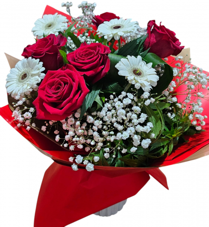 Buchete de Flori Mixte - buchet-trandafiri-rosii-germini-albi.jpg