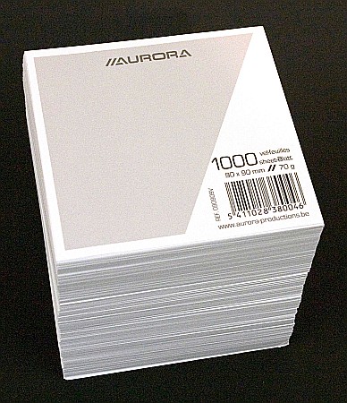 Cuburi din hartie - Rezerva cub hartie alba 9x9x9cm AURORA