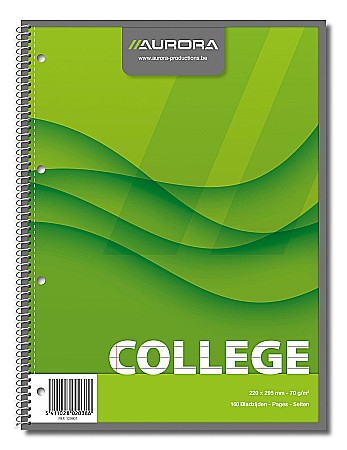 Produse din hartie - Caiet cu spirala, A4, 80 file - 70g/mp, 4 perforatii, coperti carton, AURORA College - dictando