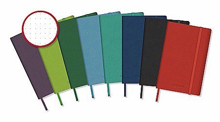 Produse din hartie - Caiet cu elastic, coperti rigide, 140 x 215 mm, 96 file - 80g/mp, hartie cream, AURORA-velin cu punc