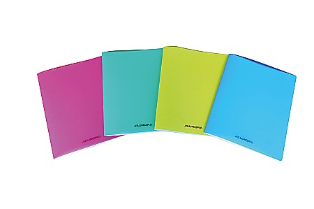 Caiet A4, 36 file - 80g/mp, liniat stanga, coperta PP transparent color, AURORA - velin