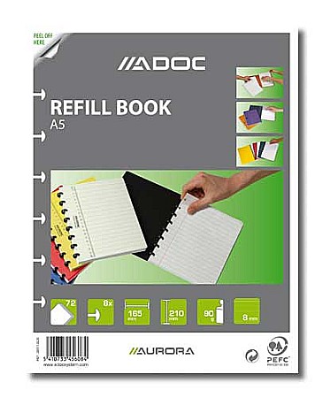 Produse din hartie - Rezerva caiet A5, 72 file - 90g/mp, AURORA Adoc - dictando