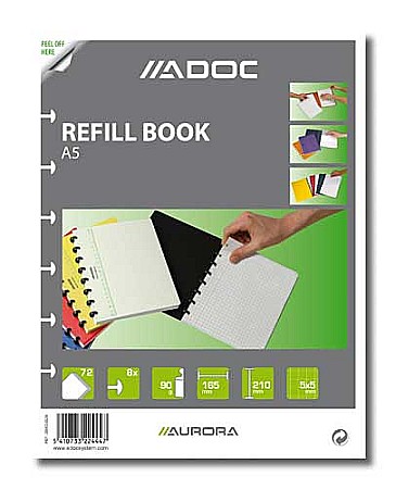 Produse din hartie - Rezerva caiet A5, 72 file - 90g/mp, AURORA Adoc - matematica