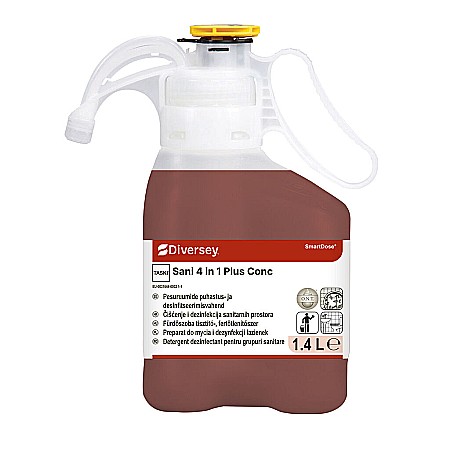 Detergenti Profesionali - TASKI Sani 4 in 1 Plus 1.4L - Detergent dezinfectant lichid cu efect detartrant și dezodorizant pentru grupuri sanitare în SmartDose®