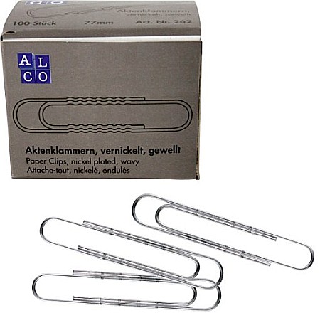 Agrafe si accesorii - Agrafe nichelate 77 mm, ondulate, 100/cutie, ALCO