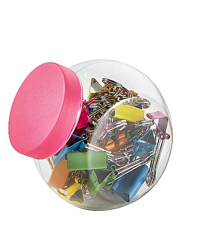 Agrafe si accesorii - Clip hartie 19 mm, 25/borcan, ALCO - neon asortate