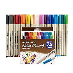 Carioci - Carioca corp triunghiular, ARTLINE Supreme, varf flexibil (tip pensula), 24 culori/cutie