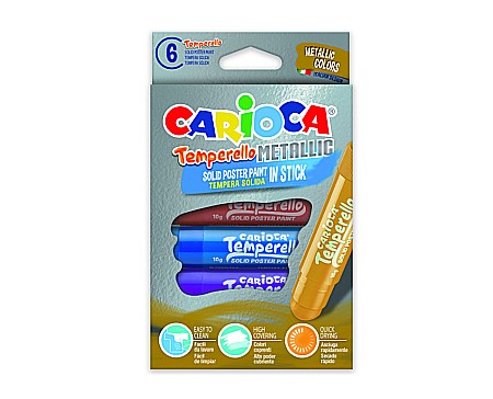Creioane colorate - Creioane tempera metalizate, lavabile, 6 culori/cutie, CARIOCA Temperello Metallic
