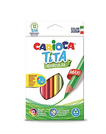 Creioane colorate - Creioane colorate, hexagonale, 12 culori/cutie, CARIOCA Tita Maxi