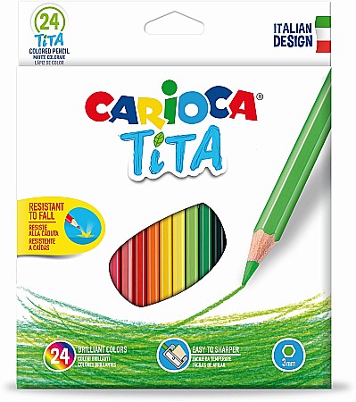 Creioane colorate - Creioane colorate, hexagonale, 24 culori/cutie, CARIOCA Tita