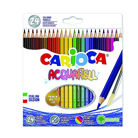 Creioane colorate - Creioane colorate, hexagonale, 24 culori/cutie, CARIOCA Acquarell