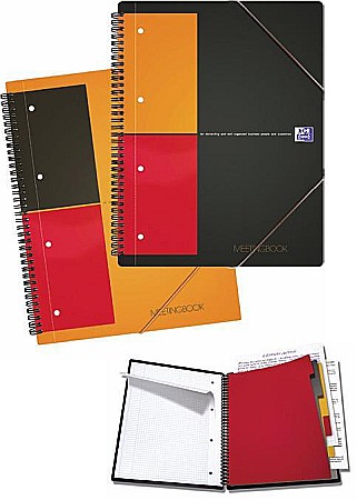 Produse din hartie - Caiet cu spirala A5+, OXFORD International Meetingbook, 80 file-80g/mp, 10 perf., coperta PP-dictand