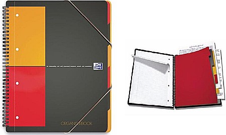 Produse din hartie - Caiet cu spirala A4+, OXFORD International Organiserbook, 80 file-80g/mp, 4 perf., coperta PP-dictan