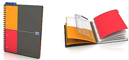 Produse din hartie - Caiet cu spirala A4+, OXFORD International Managerbook, 80 file-90g/mp, 4 perf., coperta PP-dictando