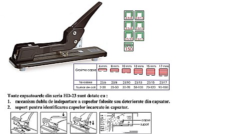 Capsatoare si capse - Capsator cu brat lung, 150 coli, KANGARO HD-23L-17
