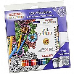 Creioane colorate - Creioane colorate, cutie carton, 24 culori/set + 120 mandale, ALPINO Color Experience - Premium