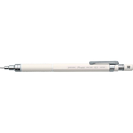 Creioane mecanice si rezerve - Creion mecanic profesional PENAC Protti PRC-105, 0.5mm, con metalic cu varf cilindric fix - alb