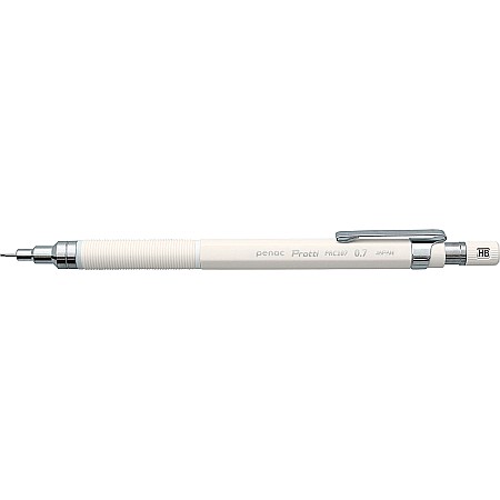 Creioane mecanice si rezerve - Creion mecanic profesional PENAC Protti PRC-107, 0.7mm, con metalic cu varf cilindric fix - alb