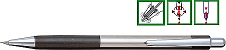 Creioane mecanice si rezerve - Creion mecanic metalic PENAC Pepe, rubber grip, 0.5mm, varf metalic - accesorii negre