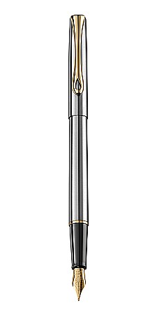 Instrumente de scris de lux - DIPLOMAT Traveller - Stainless Steel Gold - stilou cu penita M, din otel inoxidabil