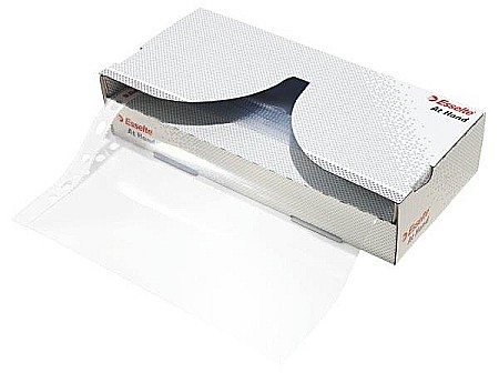 Folie protectie documente - Dispenser cu folii de protectie ESSELTE, A4, cristal, 55 mic, cutie de 40 buc