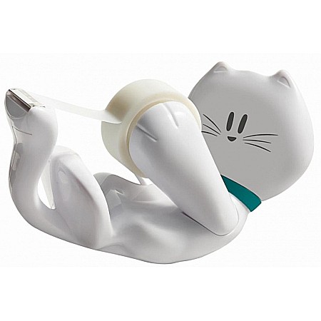 Banda adeziva - Dispenser banda adeziva, design pisica, banda 19mm x 8.9m inclusa, 3M - SCOTCH C39 - alb