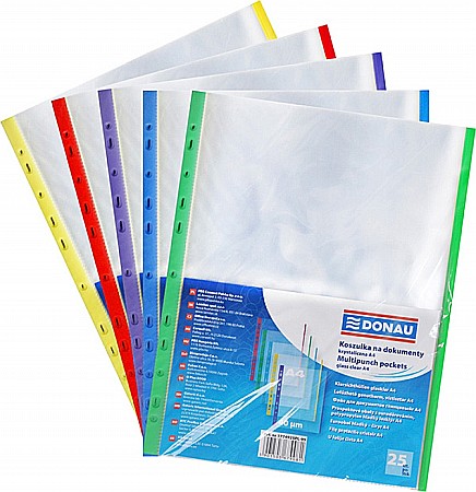 Folie protectie cristal, margine color, 40 microni, 25 folii/set, 1 cul/set, DONAU - diverse culori