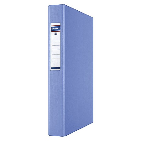 Caiete mecanice - Caiet mecanic A4, plastifiat PP, 4 inele - D25mm, cu eticheta, DONAU - albastru