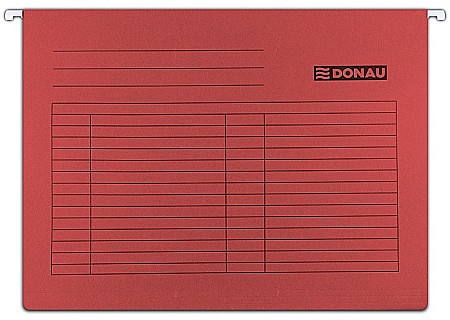 Dosare suspendabile - Dosar suspendabil cu eticheta, bagheta metalica, carton 230g/mp, 5 buc/set, DONAU - rosu