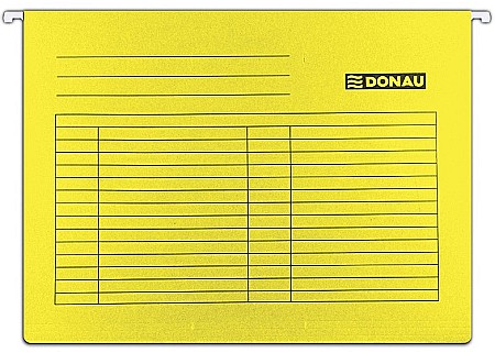 Dosare suspendabile - Dosar suspendabil cu eticheta, bagheta metalica, carton 230g/mp, 5 buc/set, DONAU - galben